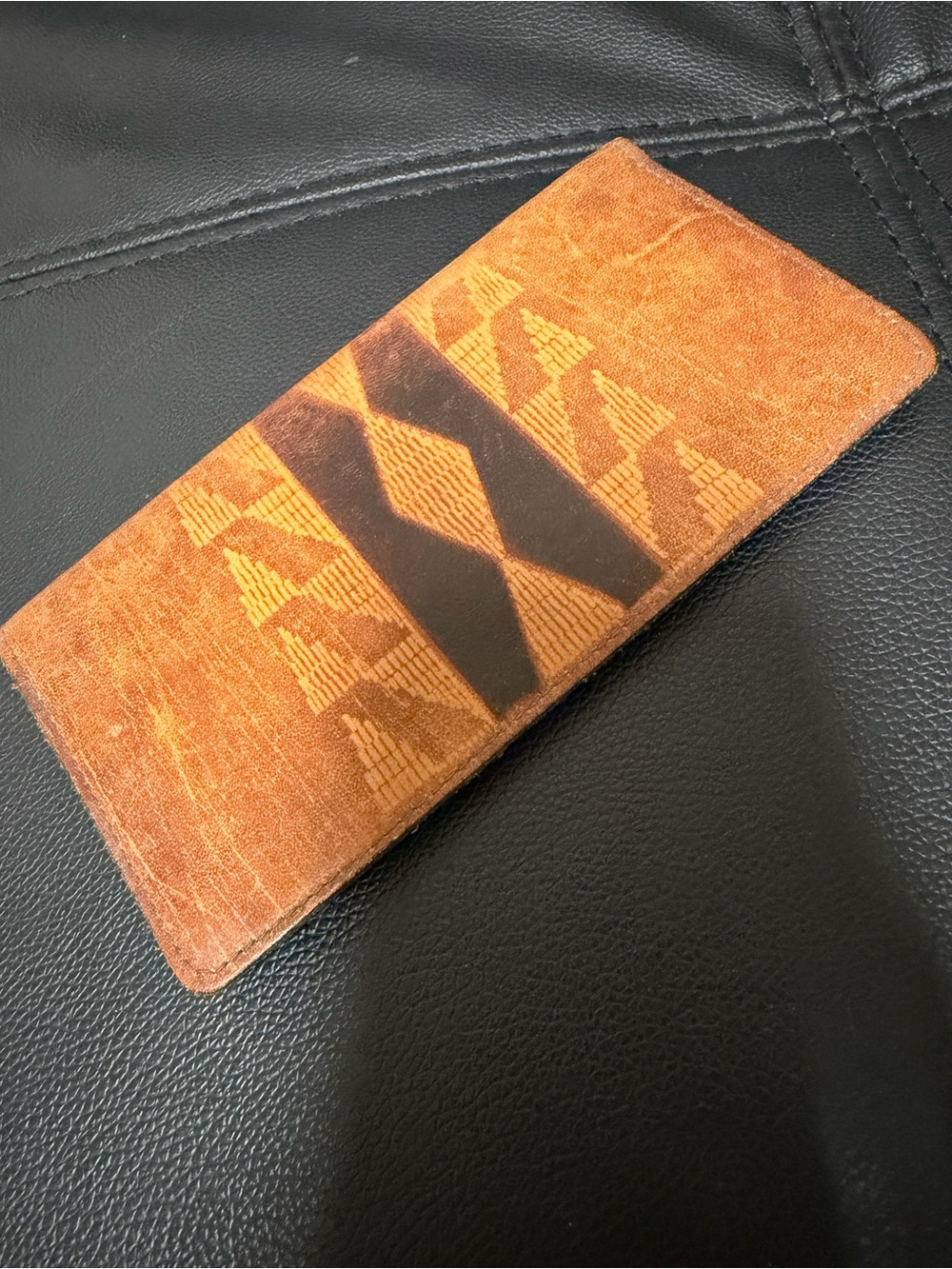 Men's Brown Patterned Leather Long Wallet